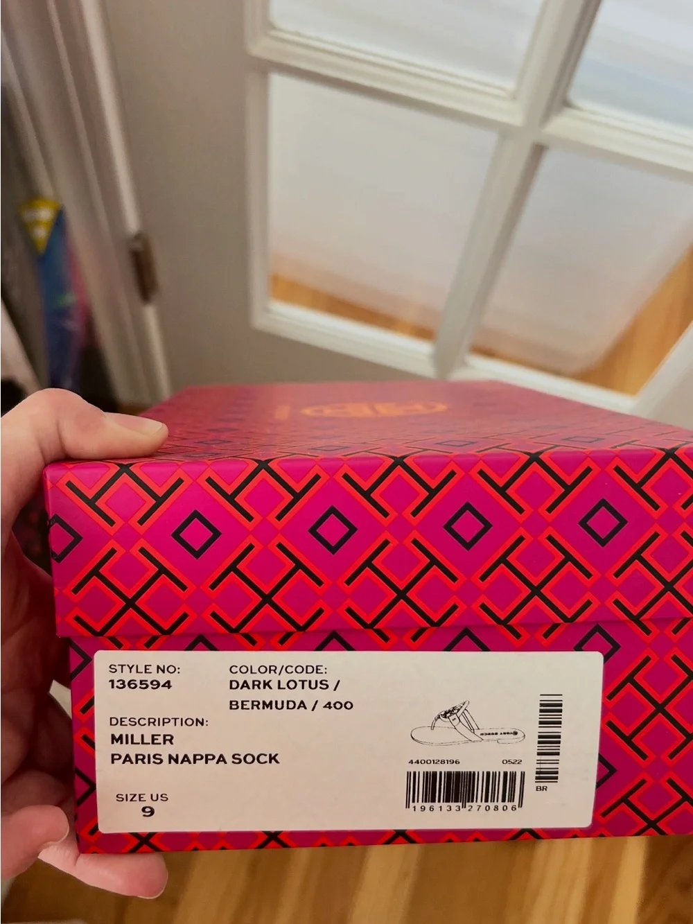 Tory Burch Navy and Lavender Miller Logo Toe-Post Sandal